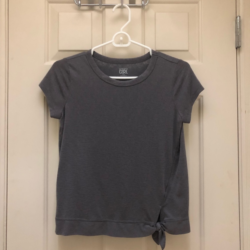 Athleta Girl Grey Tie Shirt Size L/ XXS